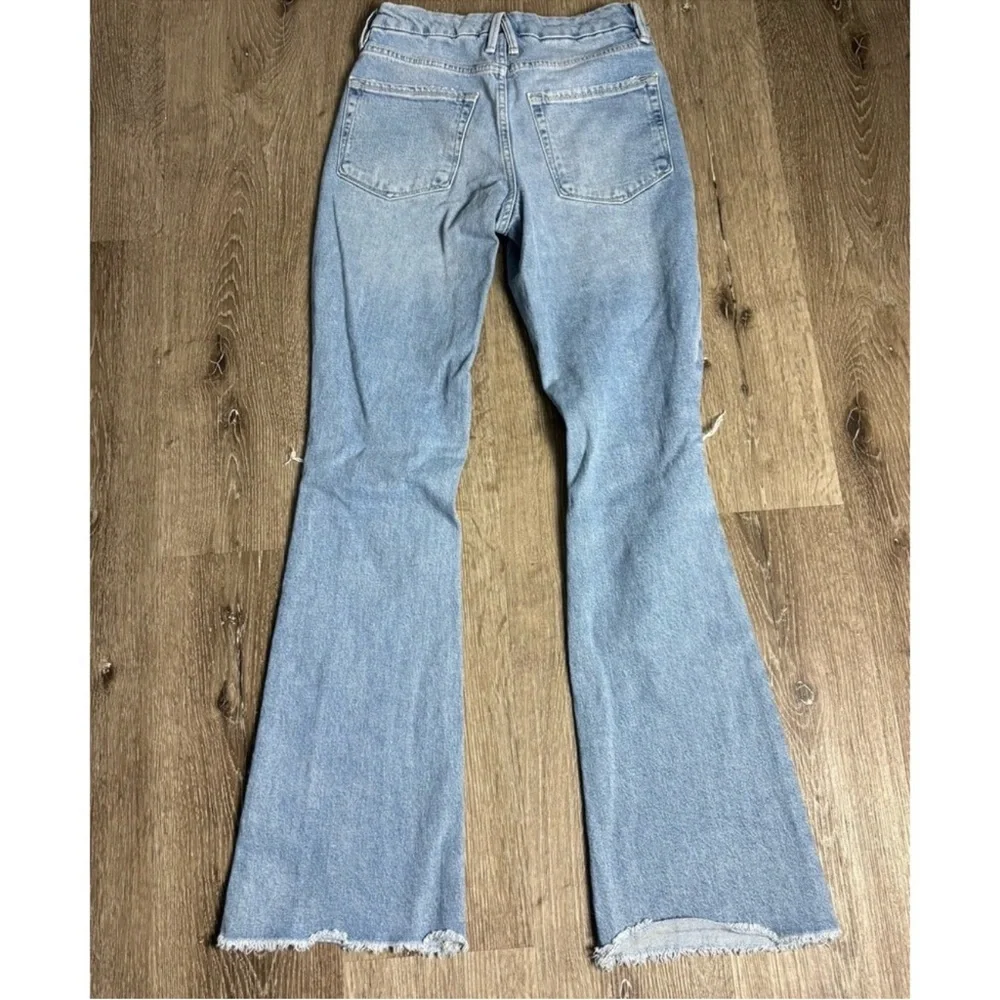 Good American Light Blue Distressed Flare Jeans - Picture 3 of 5
